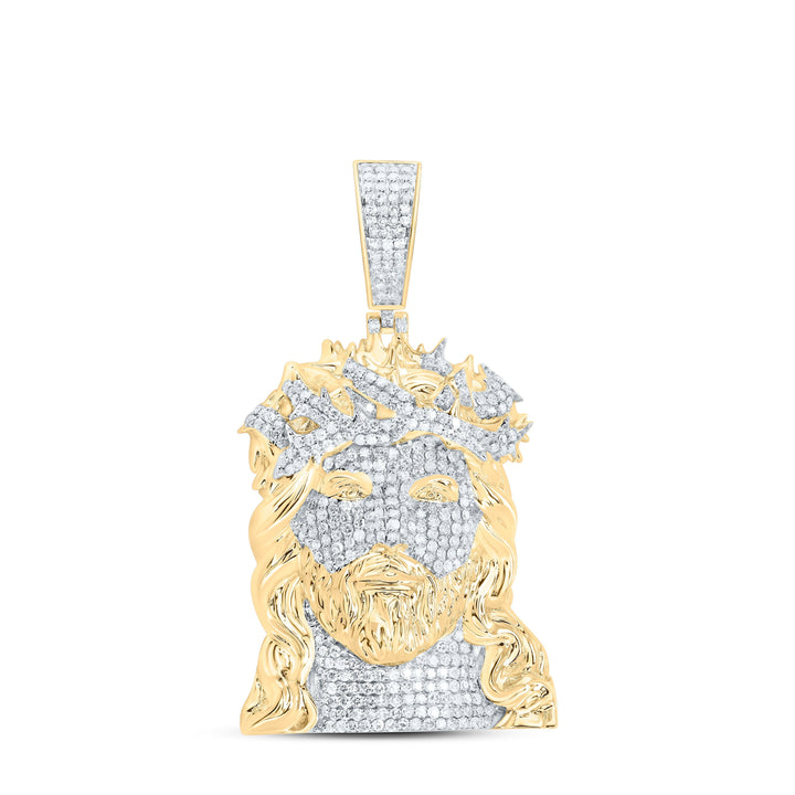 1 1/4CTW-NAT DIA NK JESUS FACE MENS CHARM Daisy Joyeria