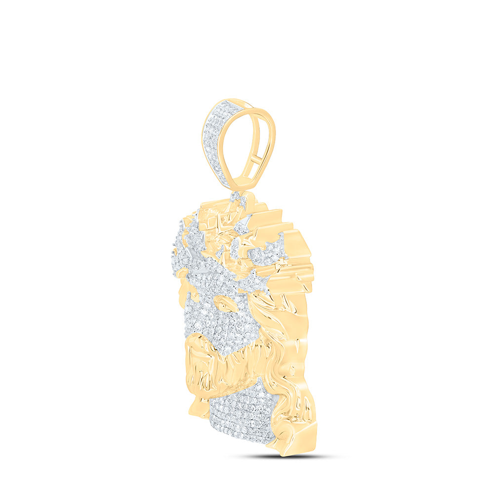 1 1/4CTW-NAT DIA NK JESUS FACE MENS CHARM Daisy Joyeria