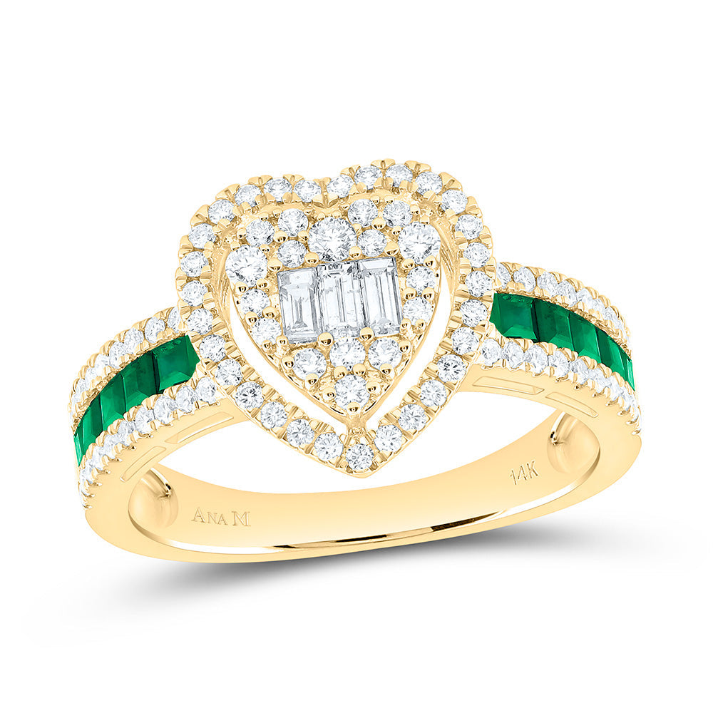5/8CTW-NAT DIA ANA M 1/2CT-PR-EM NAT GEM HEART RING Daisy Joyeria
