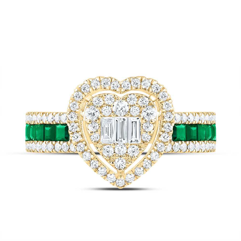 5/8CTW-NAT DIA ANA M 1/2CT-PR-EM NAT GEM HEART RING Daisy Joyeria