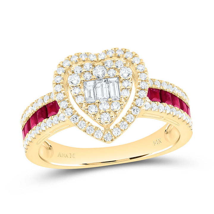 5/8CTW-NAT DIA ANA M 5/8CT-PR-RU NAT GEM HEART RING Daisy Joyeria