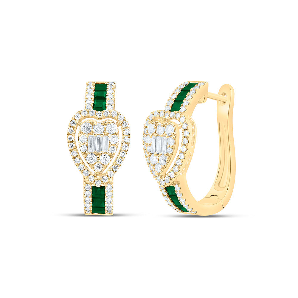 3/4CTW-NAT DIA ANA M 5/8CT-PR-EM NAT GEM HEART HOOP EARRING Daisy Joyeria