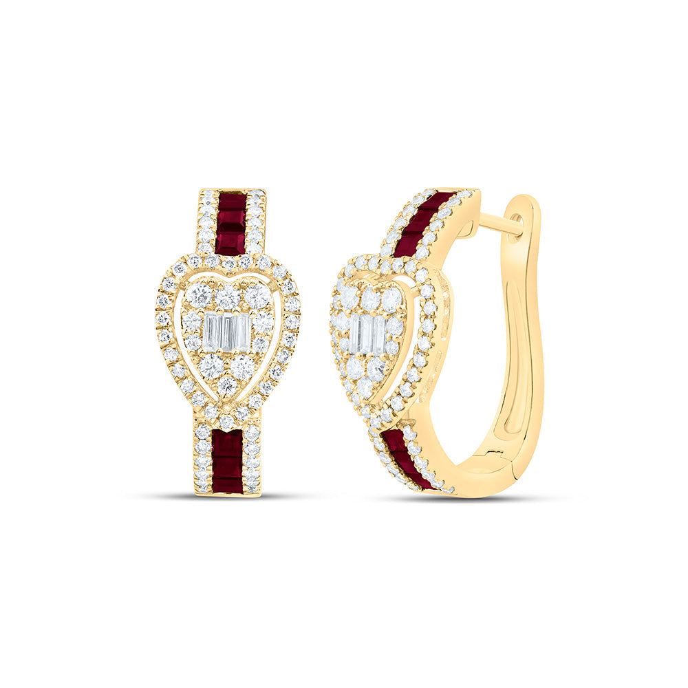 3/4CTW-NAT DIA ANA M 3/4CT-PR-RU NAT GEM HEART HOOP EARRING Daisy Joyeria
