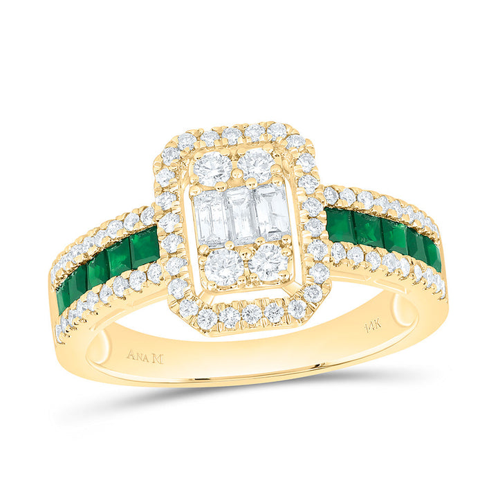 5/8CTW-NAT DIA ANA M 1/2CT-PR-EM NAT GEM EMERALD RING Daisy Joyeria