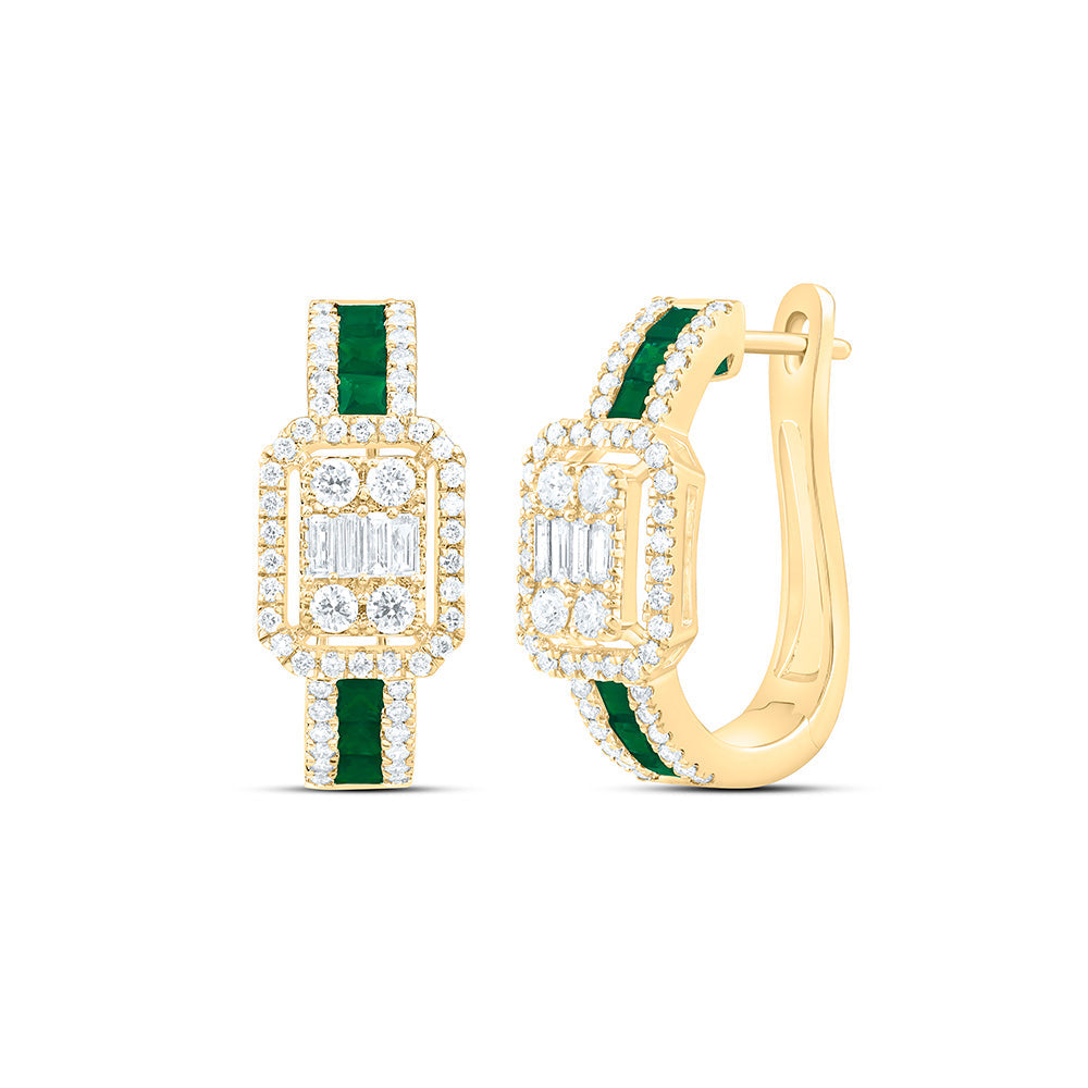 3/4CTW-NAT DIA ANA M 1/2CT-PR-EM NAT GEM EMERALD HOOP EARRING Daisy Joyeria