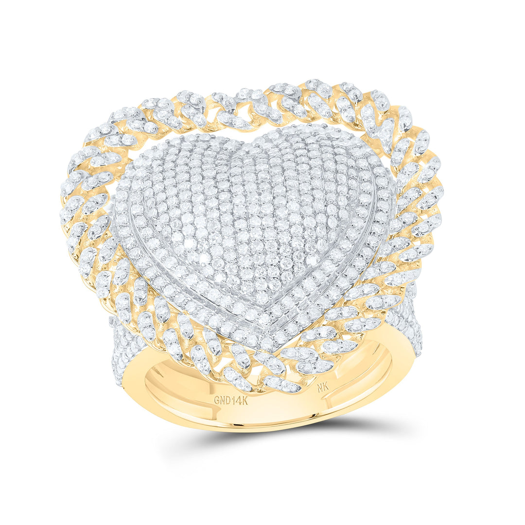 1 7/8CTW-NAT DIA NK FASHION CUBAN HEART RING Daisy Joyeria