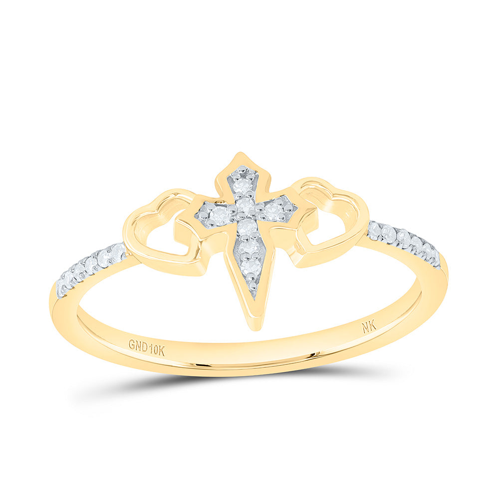 1/12CTW-NAT DIA NK GIFT HEART CROSS RING Daisy Joyeria