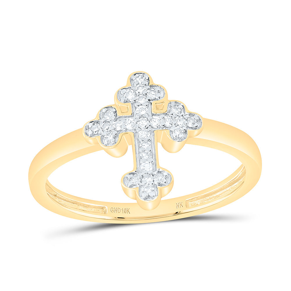 1/10CTW-NAT DIA NK GIFT CROSS RING Daisy Joyeria