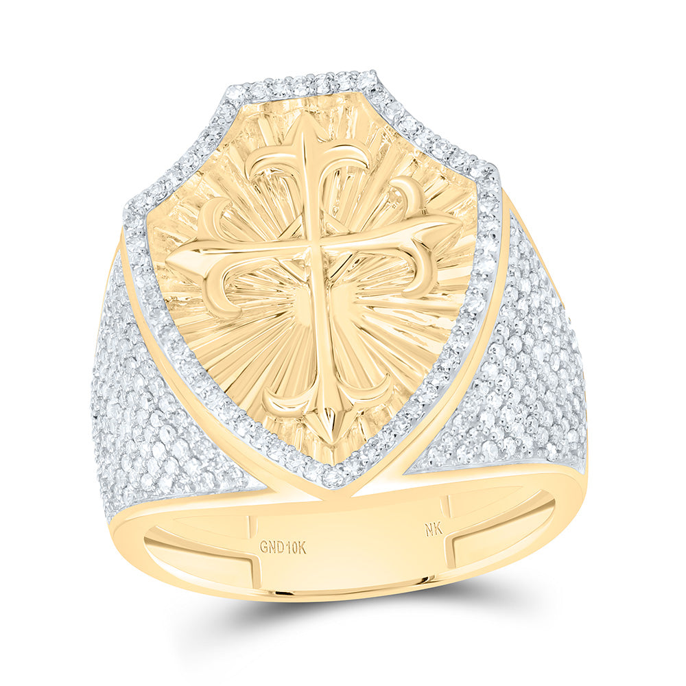 7/8CTW-NAT DIA NK CROSS MENS RING Daisy Joyeria