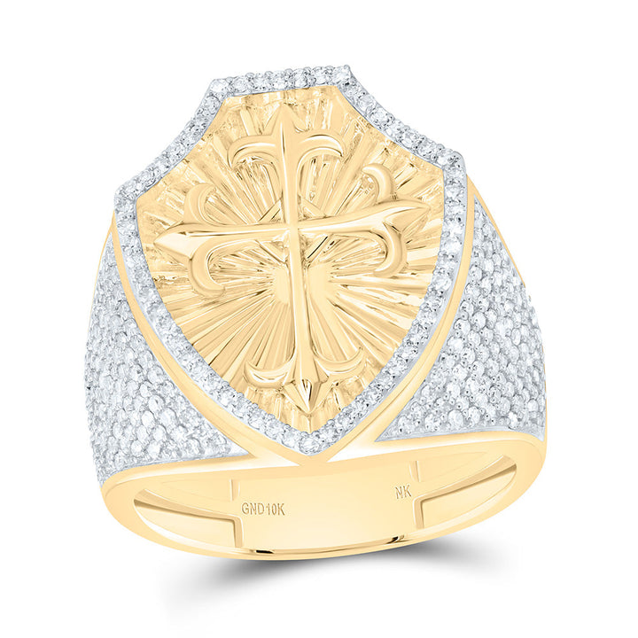 7/8CTW-NAT DIA NK CROSS MENS RING Daisy Joyeria