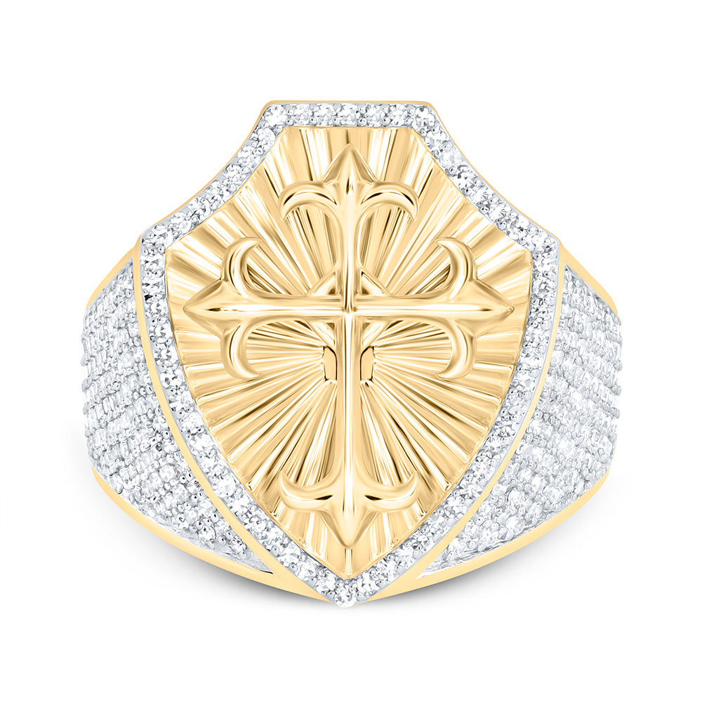 7/8CTW-NAT DIA NK CROSS MENS RING Daisy Joyeria
