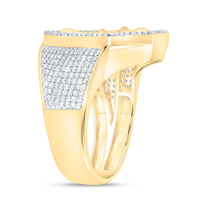 7/8CTW-NAT DIA NK CROSS MENS RING Daisy Joyeria