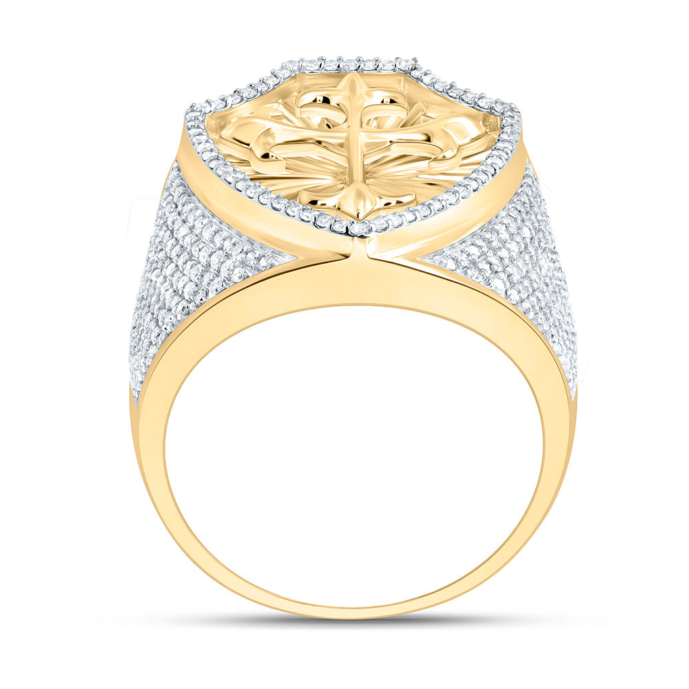 7/8CTW-NAT DIA NK CROSS MENS RING Daisy Joyeria