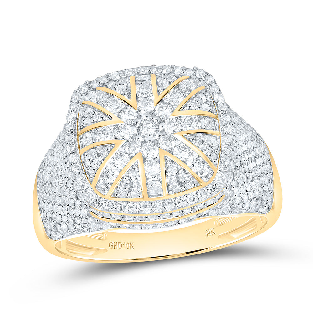 2CTW-NAT DIA NK CUSHION MEN'S RING Daisy Joyeria