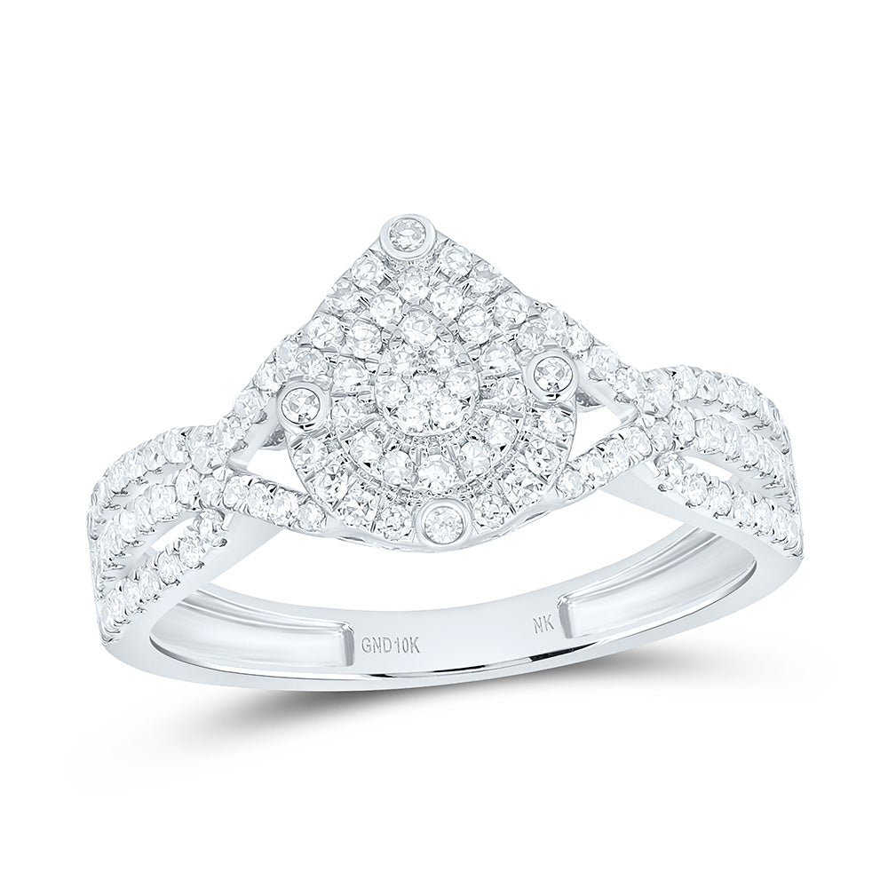3/8CTW-NAT DIA NK FASHION PEAR RING Daisy Joyeria