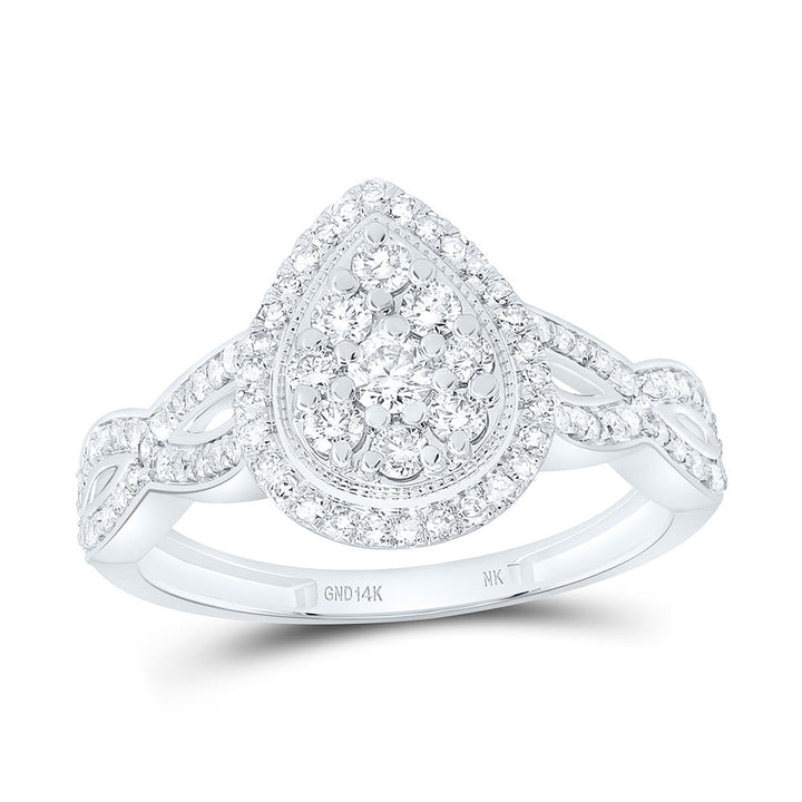1/2CTW-NAT DIA NK FASHION PEAR RING Daisy Joyeria