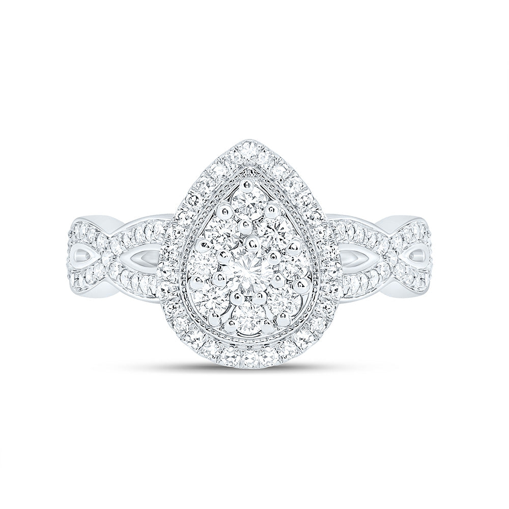 1/2CTW-NAT DIA NK FASHION PEAR RING Daisy Joyeria