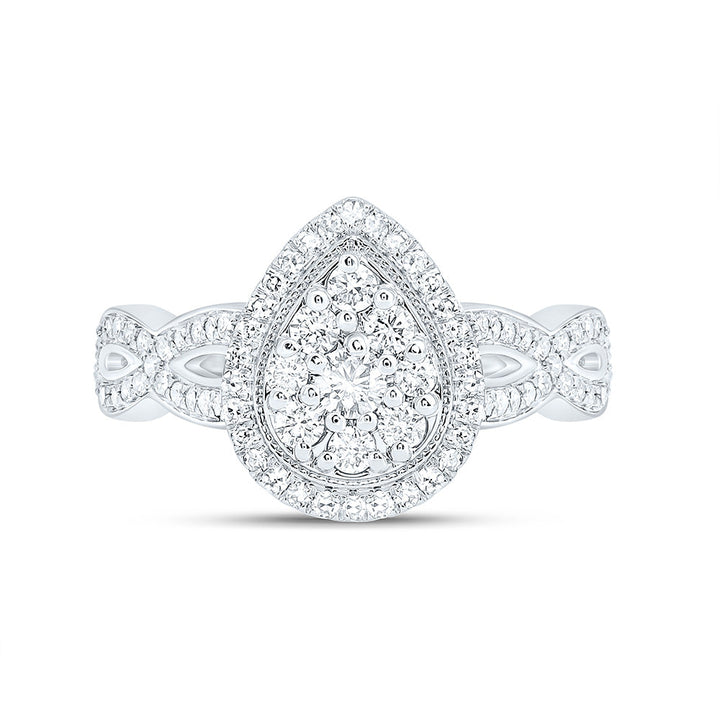 1/2CTW-NAT DIA NK FASHION PEAR RING Daisy Joyeria