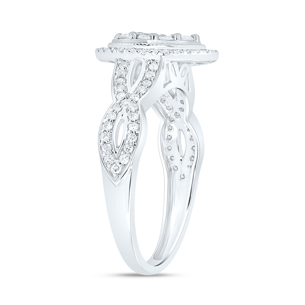 1/2CTW-NAT DIA NK FASHION PEAR RING Daisy Joyeria