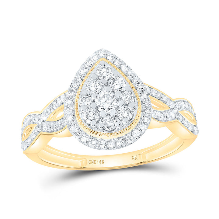 1/2CTW-NAT DIA NK FASHION PEAR RING Daisy Joyeria