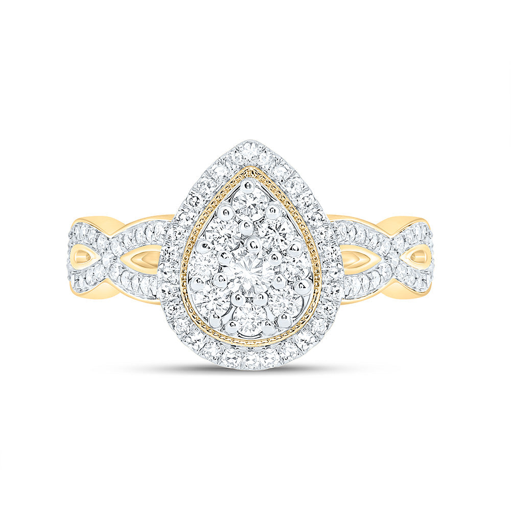 1/2CTW-NAT DIA NK FASHION PEAR RING Daisy Joyeria
