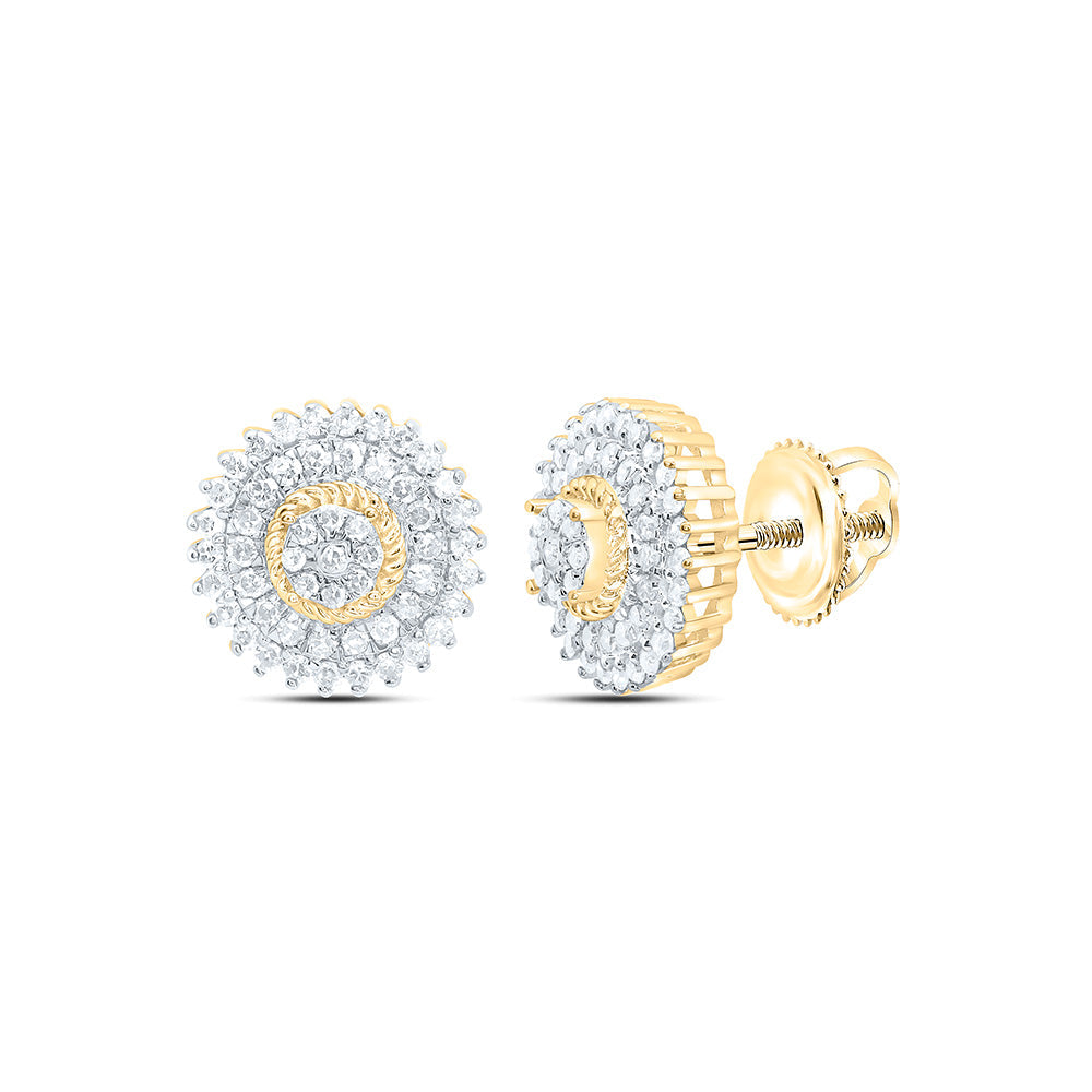 3/8CTW-NAT DIA NK FASHION ROUND FLOWER EARRING Daisy Joyeria