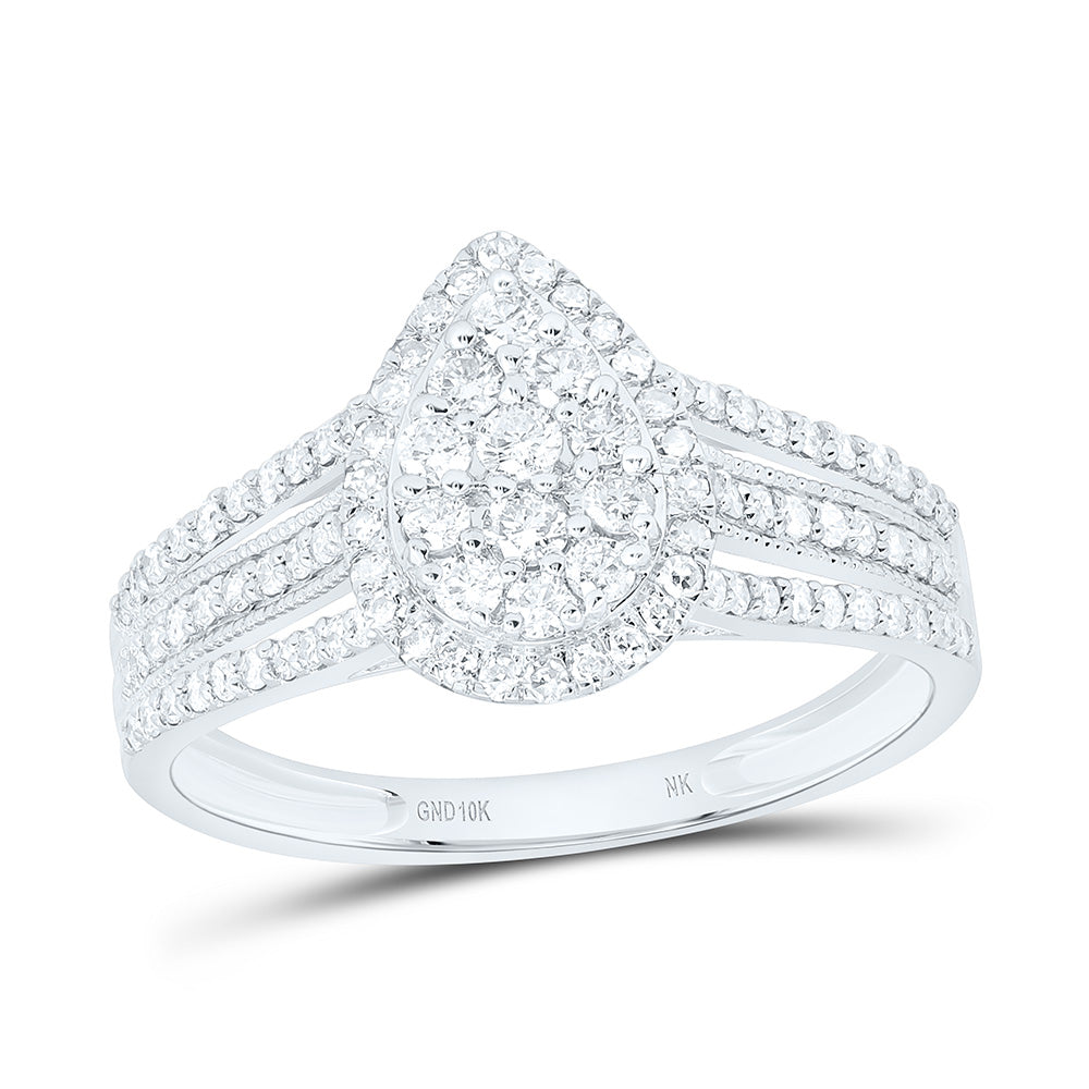 1/2CTW-NAT DIA NK FASHION PEAR RING Daisy Joyeria
