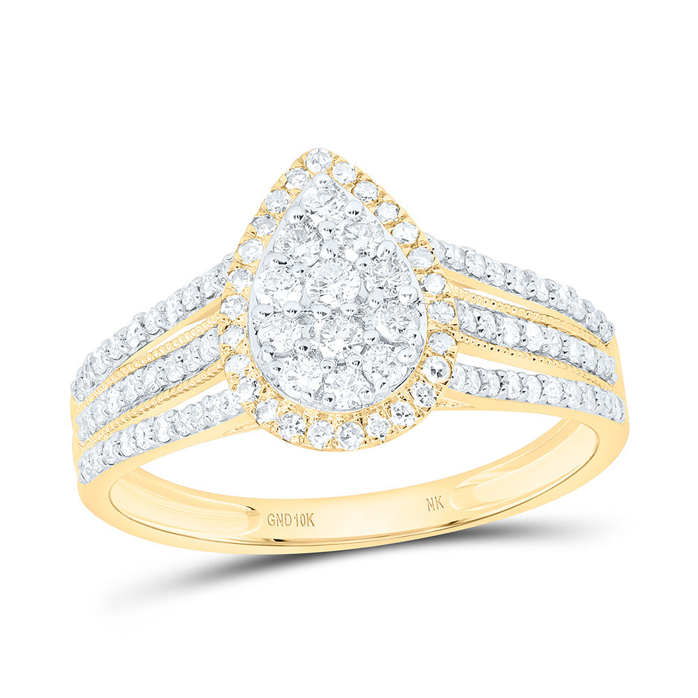 1/2CTW-NAT DIA NK FASHION PEAR RING Daisy Joyeria