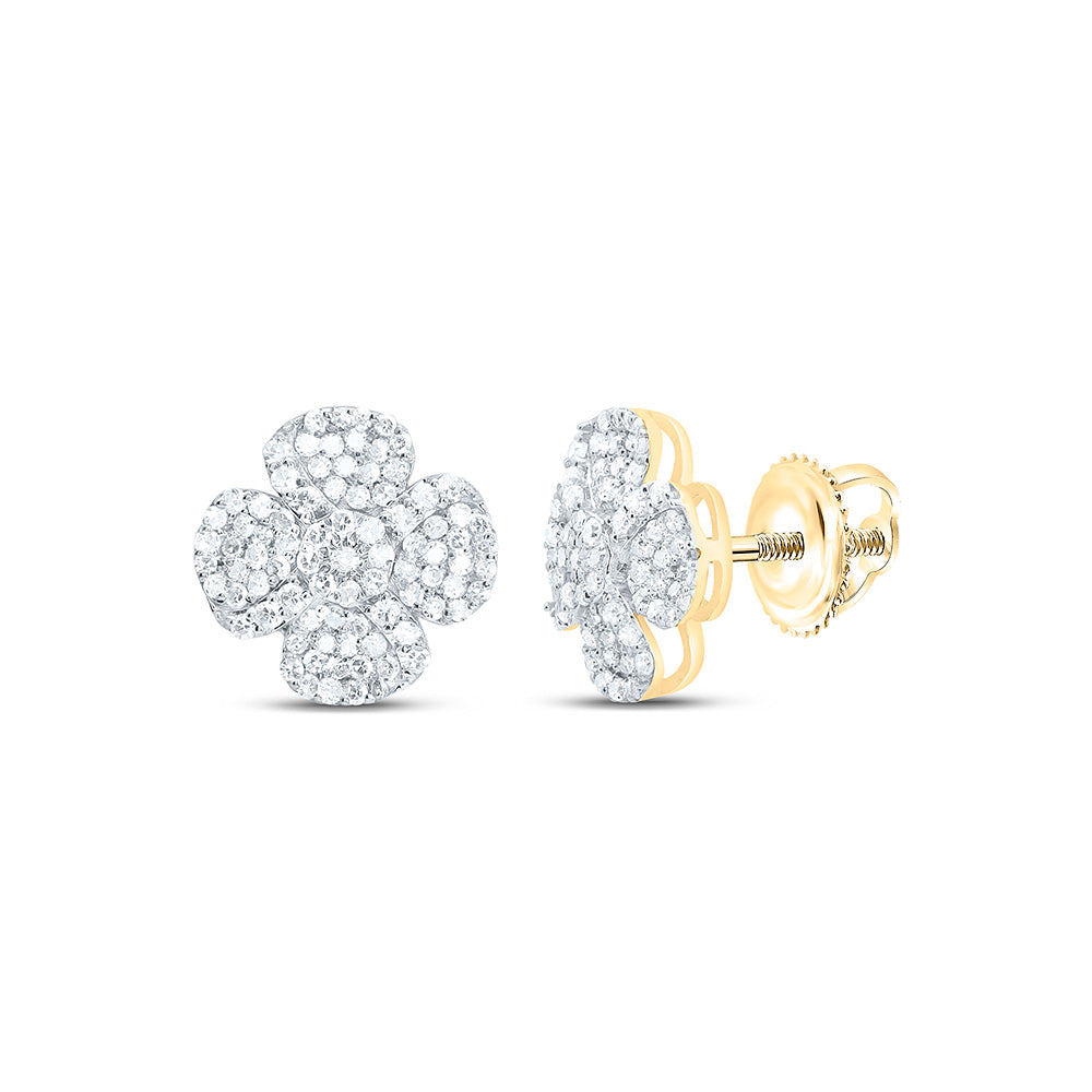 1/2CTW-NAT DIA NK FASHION FLOWER EARRING Daisy Joyeria
