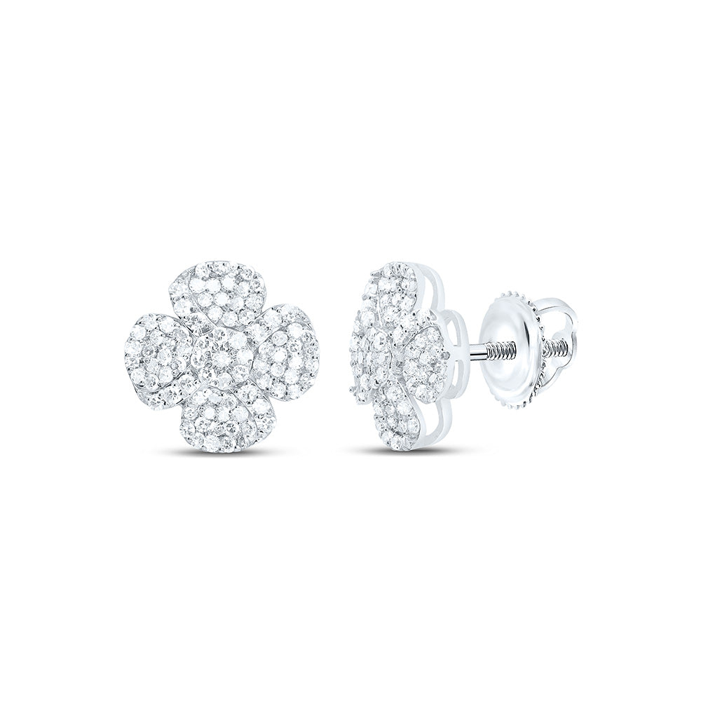 1/2CTW-NAT DIA NK FASHION FLOWER EARRING Daisy Joyeria