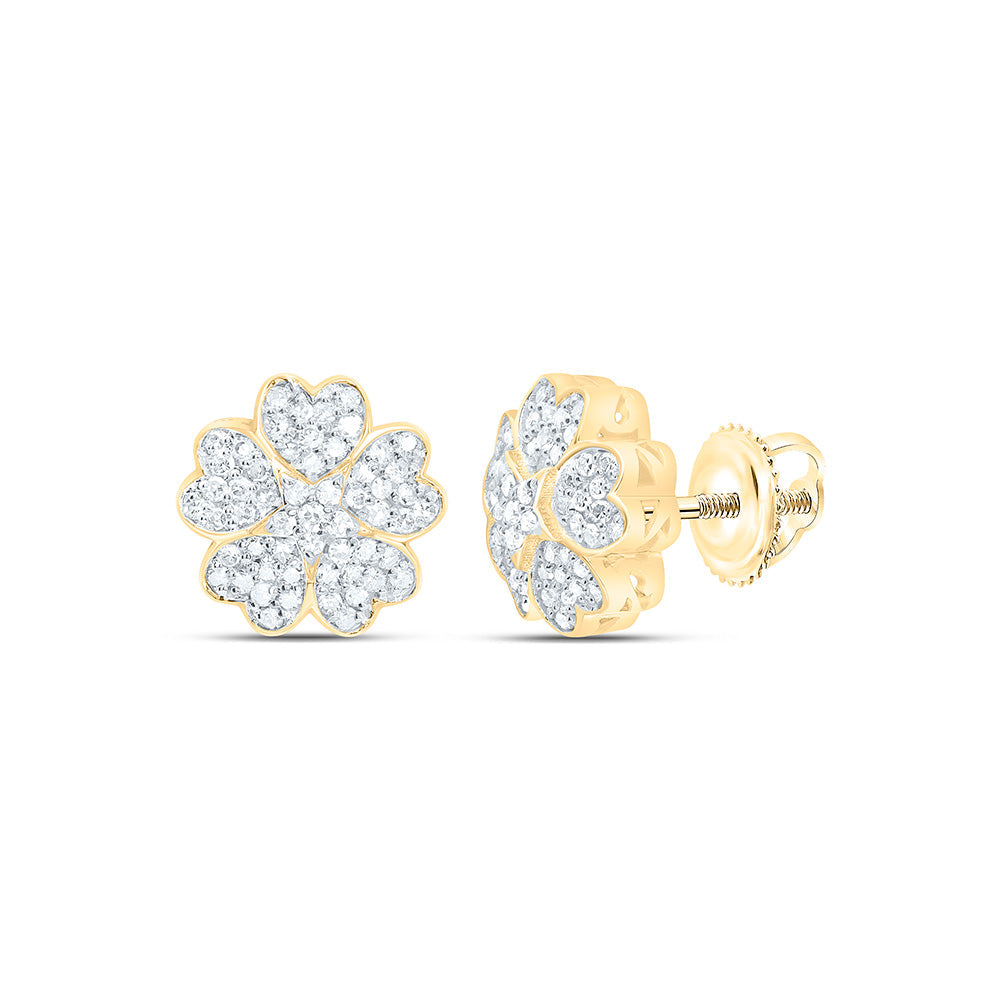 1/3CTW-NAT DIA NK FASHION STAR HEART FLOWER EARRING Daisy Joyeria