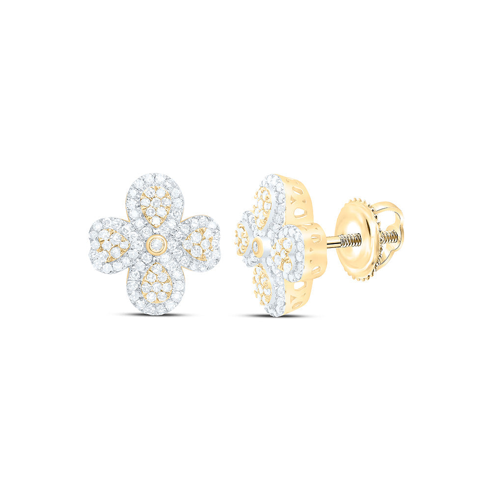 1/2CTW-NAT DIA NK FASHION HEART PEAR FLOWER EARRING Daisy Joyeria