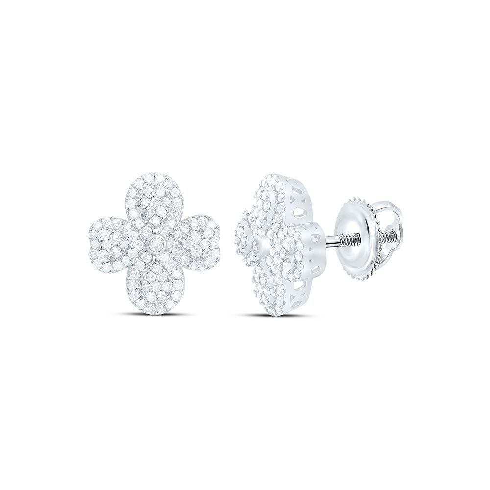 1/2CTW-NAT DIA NK FASHION HEART PEAR FLOWER EARRING Daisy Joyeria