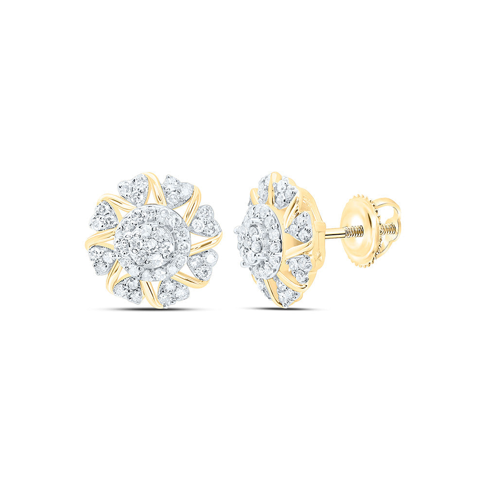 1/3CTW-NAT DIA NK FASHION HEART FLOWER EARRING Daisy Joyeria