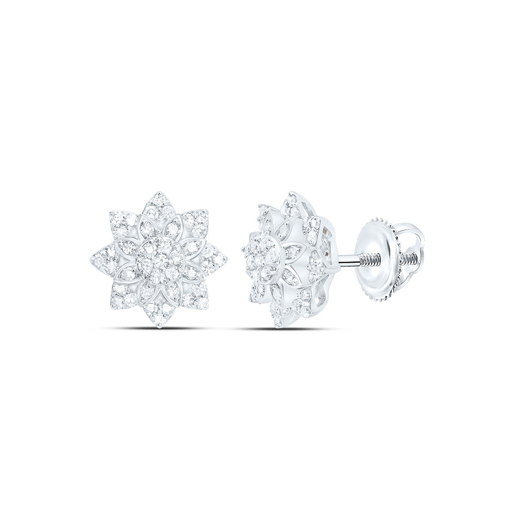 1/4CTW-NAT DIA NK FASHION FLOWER EARRING Daisy Joyeria