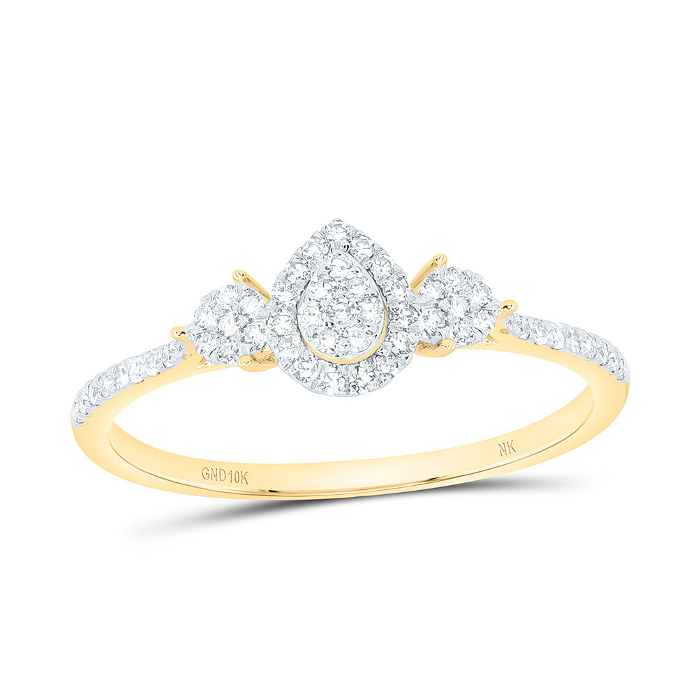 1/5CTW-NAT DIA NK FASHION PEAR RING Daisy Joyeria