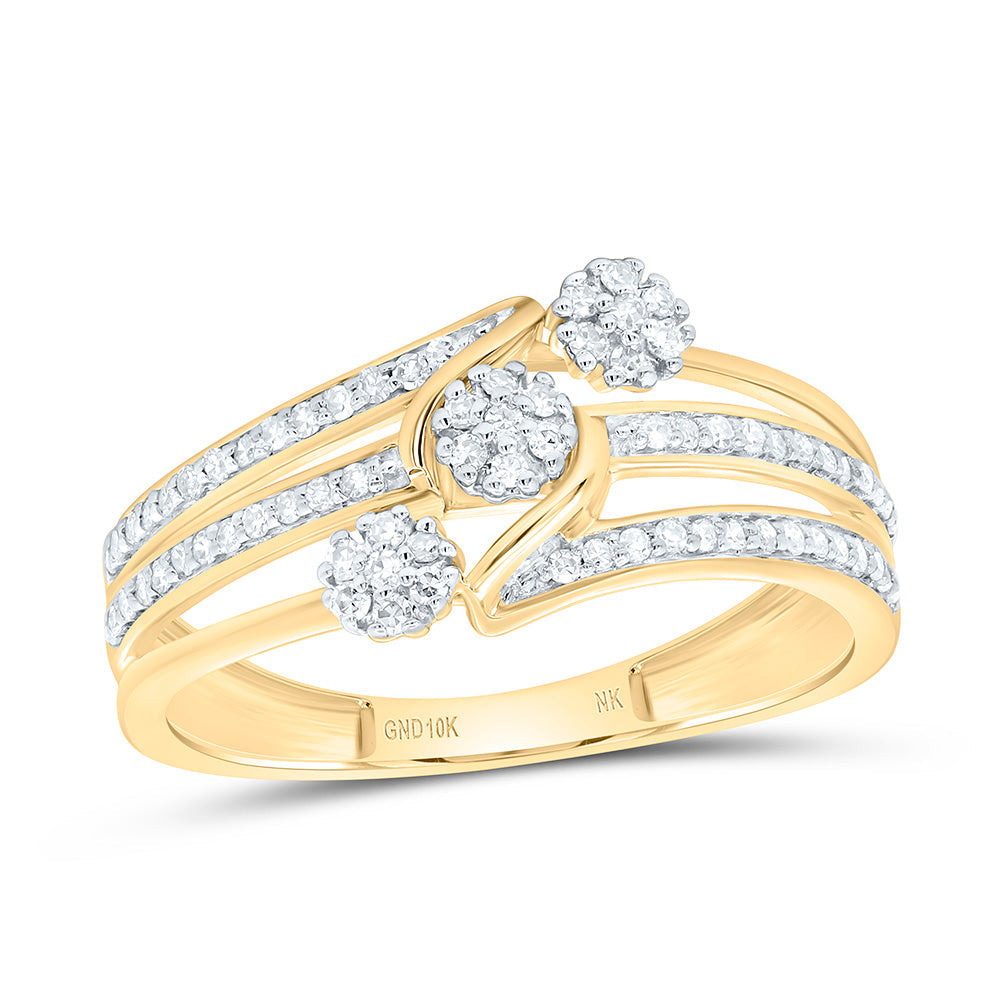 1/4CTW-NAT DIA NK FASHION FLOWER RING Daisy Joyeria
