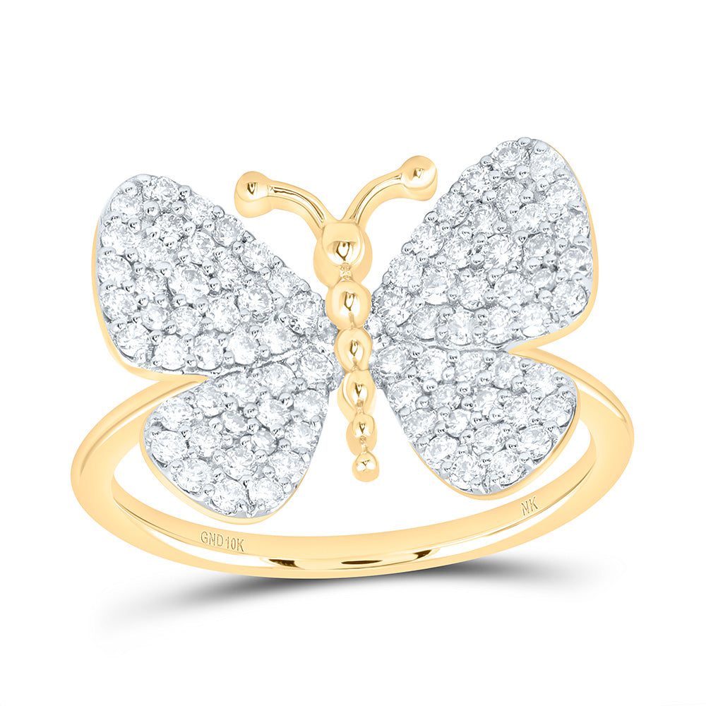 5/8CTW-NAT DIA NK FASHION BUTTERFLY RING Daisy Joyeria