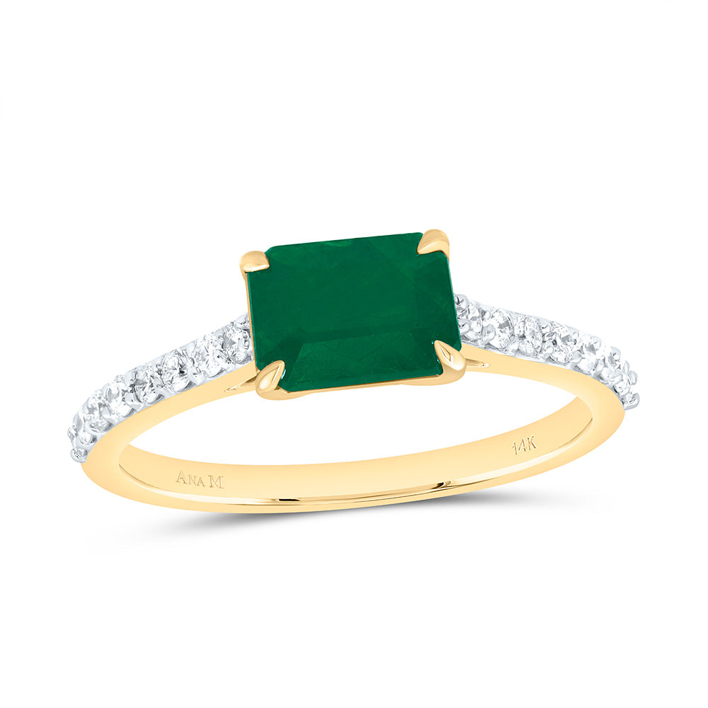 1/4CTW-NAT DIA ANA M 7X5MM EM-EM NAT GEM EMERALD RING Daisy Joyeria