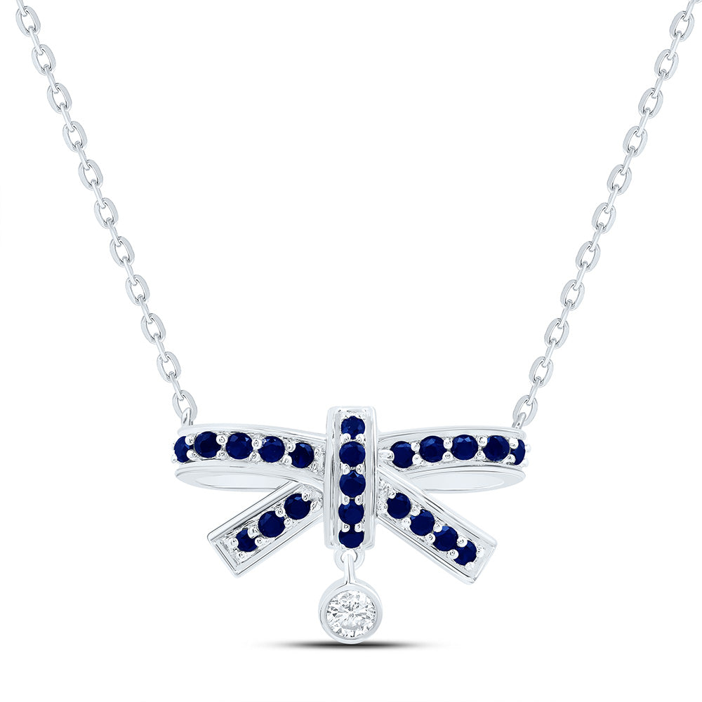 1/20CTW-NAT DIA ANA M 1/3CT-RD-BS NAT GEM BOW NECKLACE (18 INCH) Daisy Joyeria