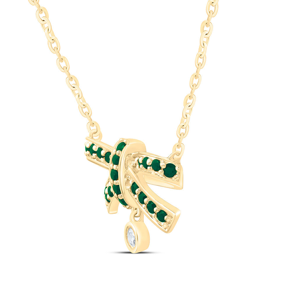1/20CTW-NAT DIA ANA M 1/5CT-RD-EM NAT GEM BOW NECKLACE (18 INCH) Daisy Joyeria