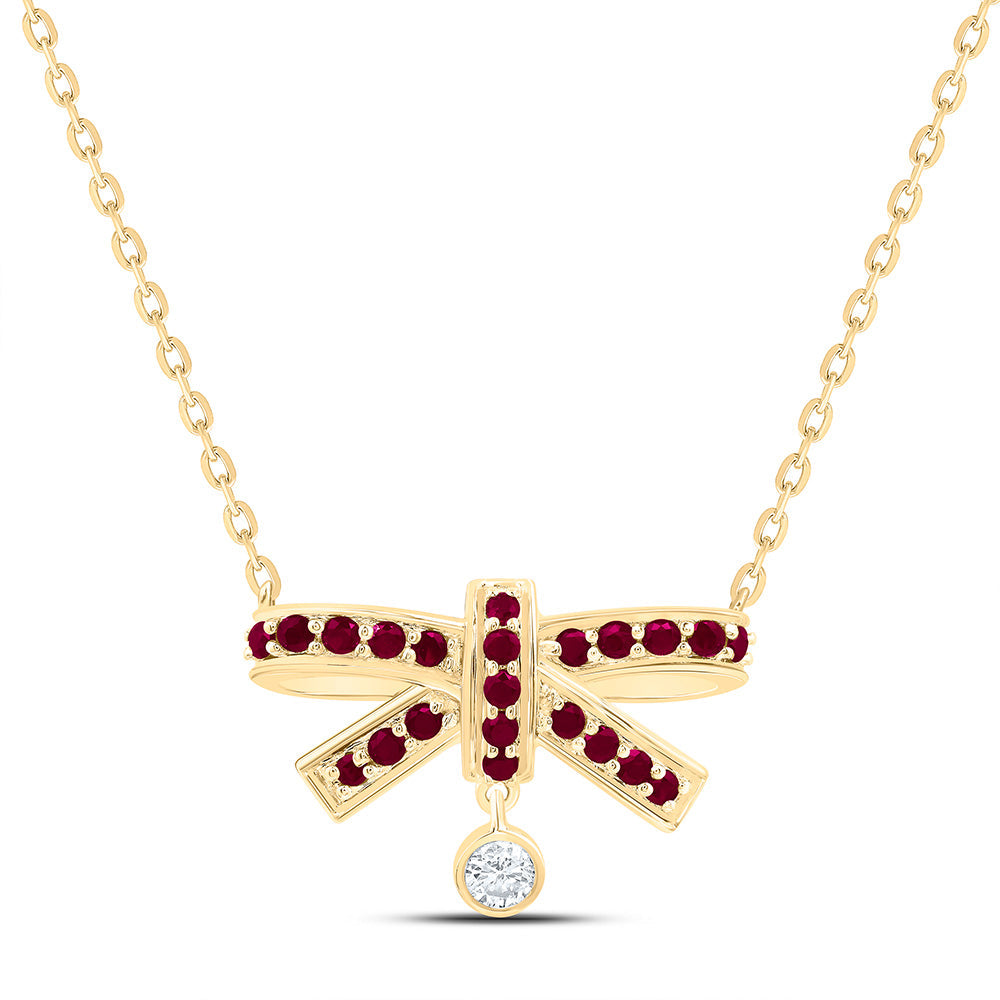 1/20CTW-NAT DIA ANA M 1/3CT-RD-RU NAT GEM BOW NECKLACE (18 INCH) Daisy Joyeria