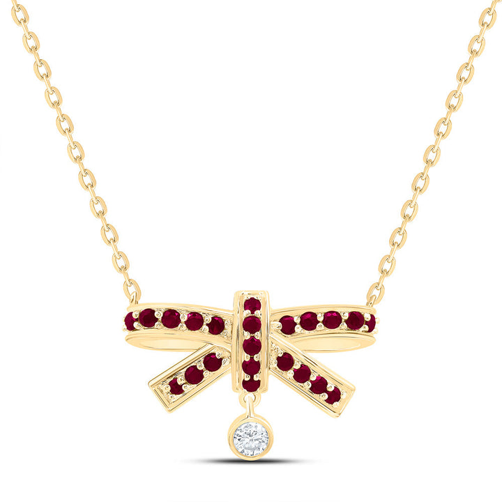 1/20CTW-NAT DIA ANA M 1/3CT-RD-RU NAT GEM BOW NECKLACE (18 INCH) Daisy Joyeria