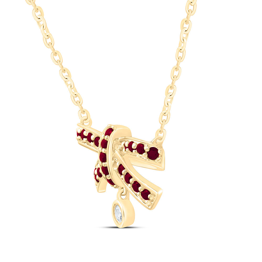 1/20CTW-NAT DIA ANA M 1/3CT-RD-RU NAT GEM BOW NECKLACE (18 INCH) Daisy Joyeria