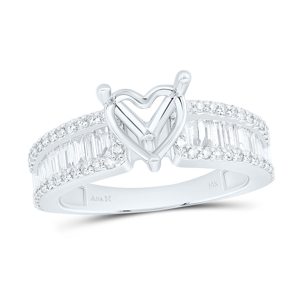 7/8CTW-NAT DIA ANA M 1 1/2CT-CHT SEMI-MOUNT HEART BAGUETTE RING Daisy Joyeria