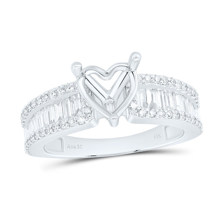 7/8CTW-NAT DIA ANA M 1 1/2CT-CHT SEMI-MOUNT HEART BAGUETTE RING Daisy Joyeria