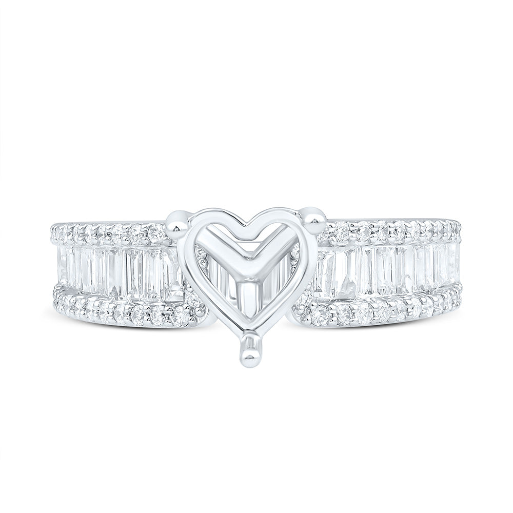 7/8CTW-NAT DIA ANA M 1 1/2CT-CHT SEMI-MOUNT HEART BAGUETTE RING Daisy Joyeria
