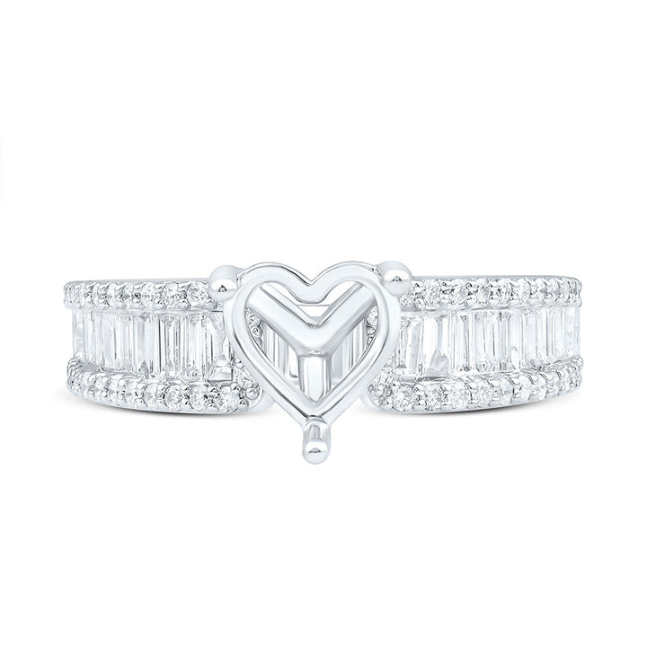 7/8CTW-NAT DIA ANA M 1 1/2CT-CHT SEMI-MOUNT HEART BAGUETTE RING Daisy Joyeria