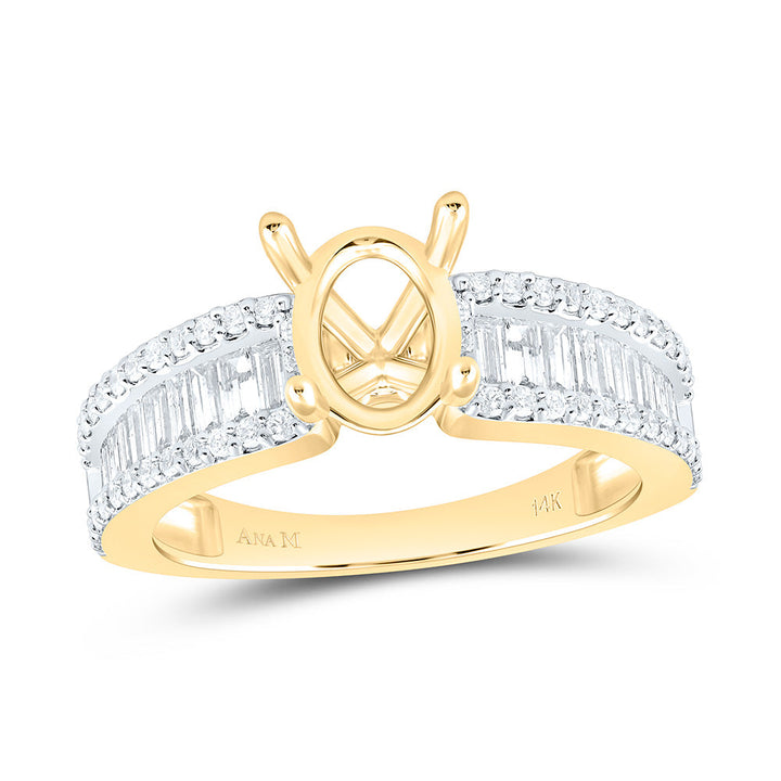 7/8CTW-NAT DIA ANA M 1 1/2CT-COV SEMI-MOUNT OVAL BAGUETTE RING Daisy Joyeria