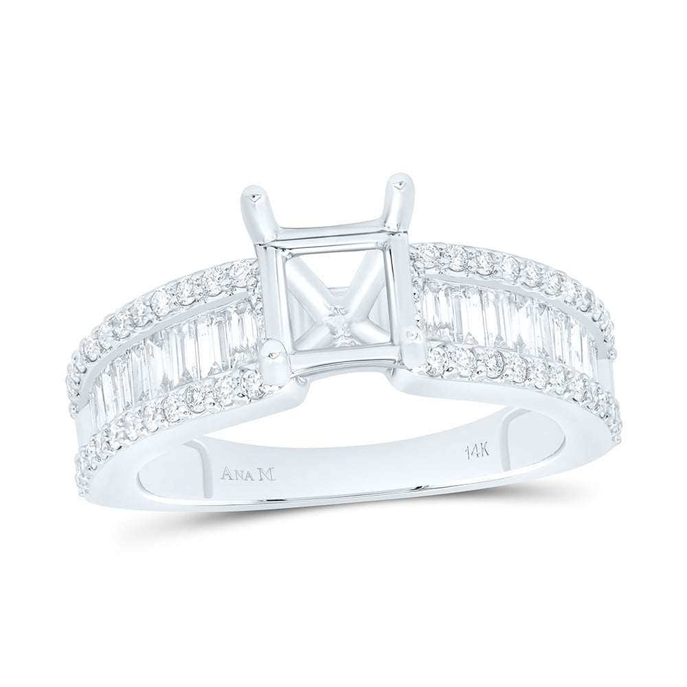 7/8CTW-NAT DIA ANA M 1 1/2CT-CPR SEMI-MOUNT PRINCESS BAGUETTE RING Daisy Joyeria